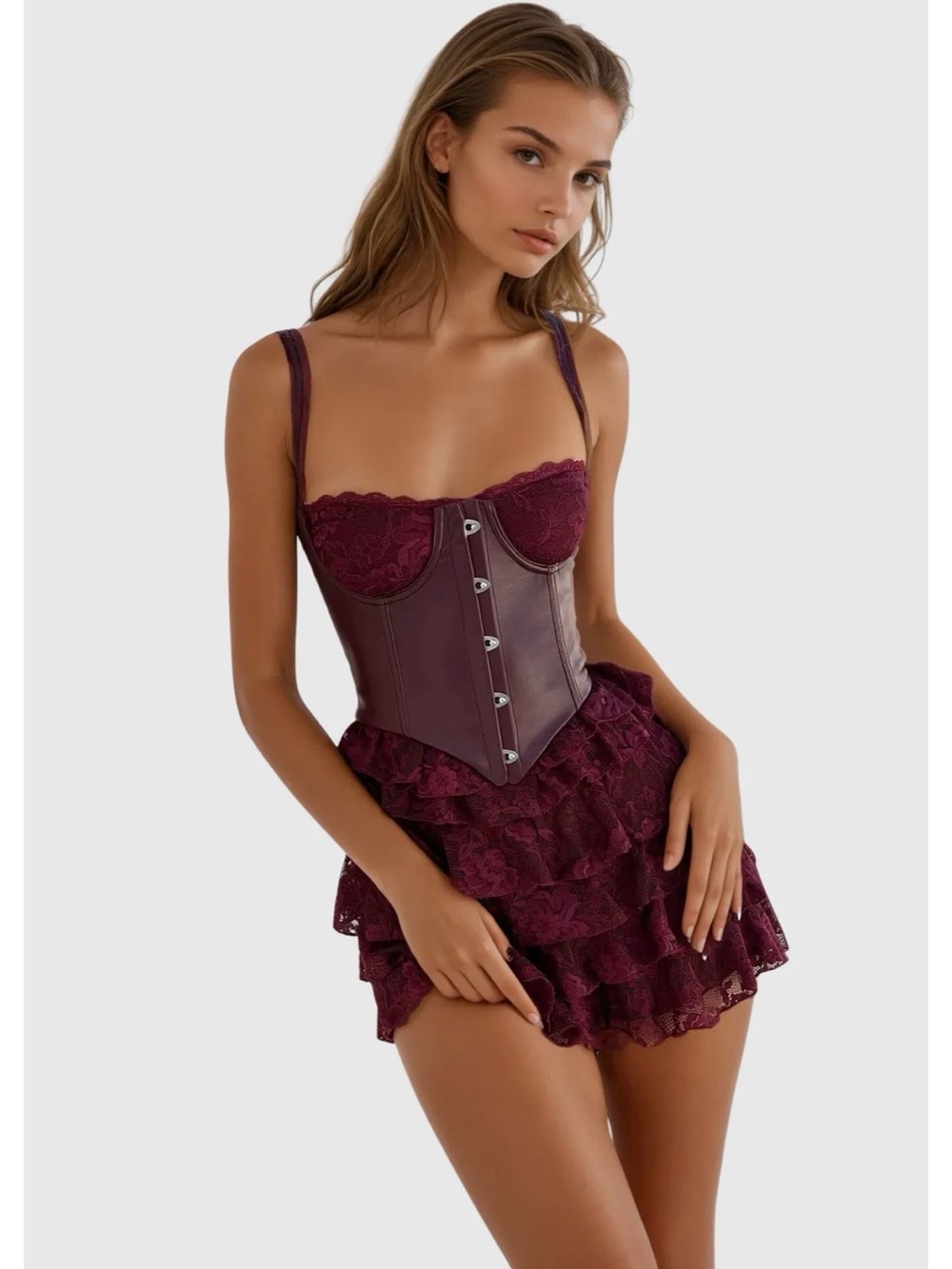 Dafni Spaghetti Lace dress with corset
